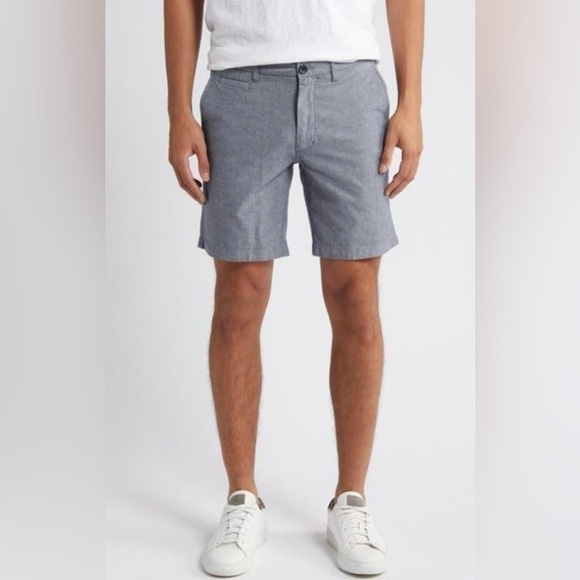 Nordstrom Men's Slim Fit Blue Cotton Stretch Chambray Shorts, 32 - Picture 1 of 14